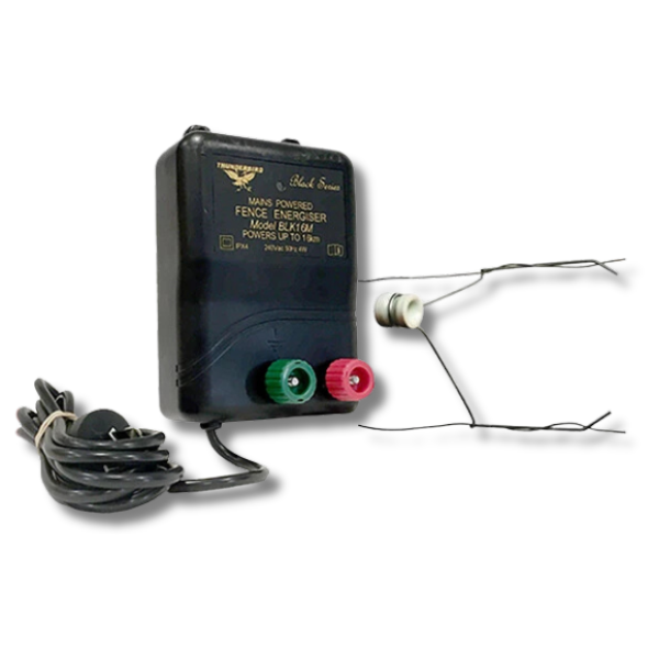 15km M120 Mains Electric Fence Energiser with Steel & Porcelain Insulators - Thunderbird-Off Grid Living Supplies Australia