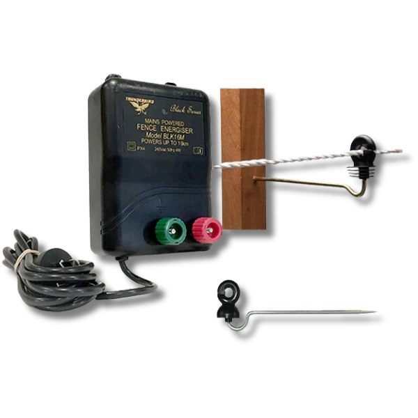 15km M120 Mains Electric Fence Energiser with Wood Post Offsets - Thunderbird-Off Grid Living Supplies Australia