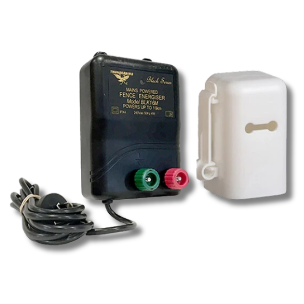 15km M120 Mains Powered Electric Fence Energiser with Steel Post Caps - Thunderbird-Off Grid Living Supplies Australia