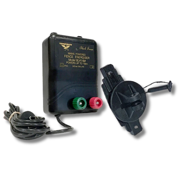 15km M120BLK Mains Powered Electric Fence Energiser for Wood Posts with Pinlocks - Thunderbird-Off Grid Living Supplies Australia