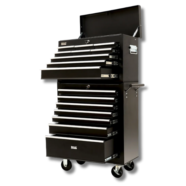 16 Drawer Tool Chest with Toolbox Garage Organiser Set - Black-Off Grid Living Supplies Australia