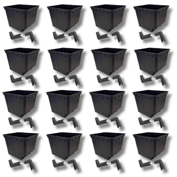 16 Pack Bato Dutch Buckets 11L Hydroponic Pot Kit for Indoor Vegetable Growing-Off Grid Living Supplies