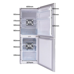 160L Upright Portable Fridge & Freezer 12V / 24V for Caravans / RV's / Motorhomes / Camping - Silver