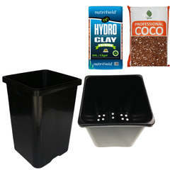 18L + 24L Hydroponic Square Bucket Kit with 15L Coco Perlite and 5L Clay Balls-Off Grid Living Supplies
