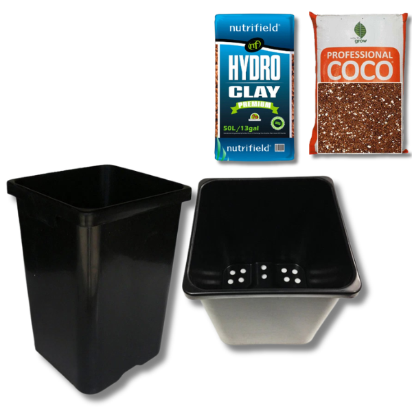 18L + 24L Hydroponic Square Bucket Kit with 15L Coco Perlite and 5L Clay Balls-Off Grid Living Supplies