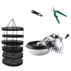 19 Inch Clear Stainless Plant Bud Manual Trimmer and 90 cm 6-Tier Dry Net-Off Grid Living Supplies