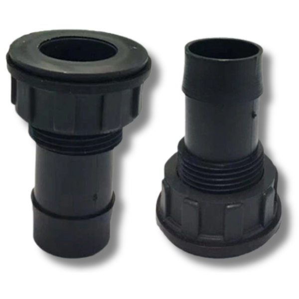 19mm Tub Outlet Barbed Fitting 2 Pack for Flood and Drain Hydroponic Trays-Off Grid Living Supplies
