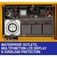 7kW Peak / 5kW Rated Commercial Diesel Generator with Electric Key Start, 1 x 20A 415V 3-Phase & 3 x 15A 240V Outlets