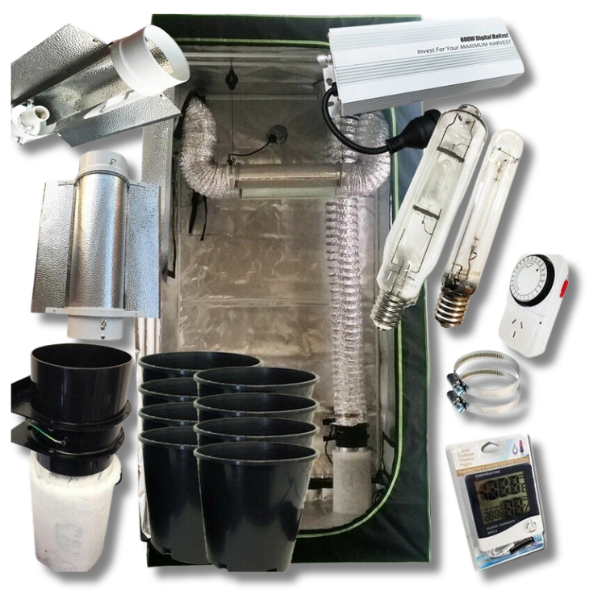 1.2m Grow Tent 600W HPS MH Grow Light Ventilation with 150mm Pots-Off Grid Living Supplies