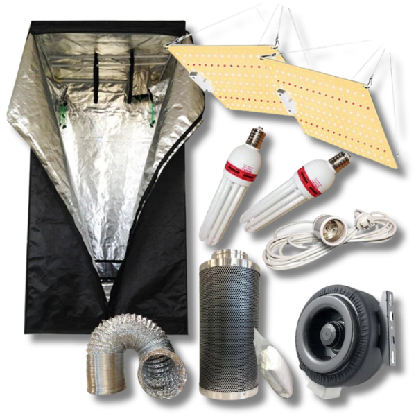1.2m Grow Tent with 2x CFL Lamps, 2x LED Panels and Ventilation-Off Grid Living Supplies