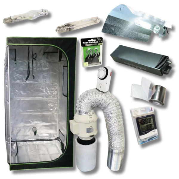 1.2m Grow Tent with 600W HPS MH Digital Ballast Wing Reflector and 5 Inch Filter-Off Grid Living Supplies