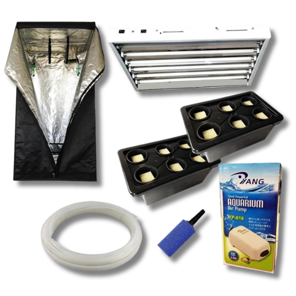 1.2m Grow Tent with Aeroponics 2x Six Pots and T5 2700K Mirror Shade Light-Off Grid Living Supplies