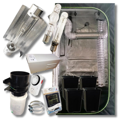 1.2x1.2x2m Grow Tent with 600W HPS / MH Grow Light, 6" Fan Filter and 4 Pot Kit-Off Grid Living Supplies