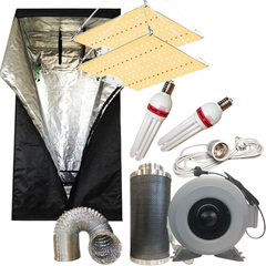 1.2x1.2x2m Grow Tent with CFL Bulb and 2x LED Panels Ventilation Combo-Off Grid Living Supplies
