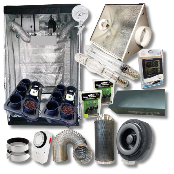 1.4m Grow Tent with 600W HPS MH Light and 12 Pot Dripping System Combo-Off Grid Living Supplies