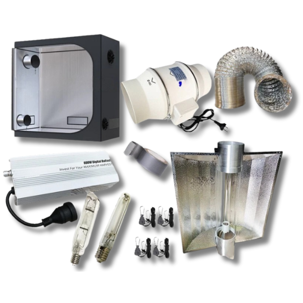 1.5x0.8x2m Grow Tent 6 Inch 2 Speed Fan Ventilation 600W Grow Light XL Cool Tube-Off Grid Living Supplies