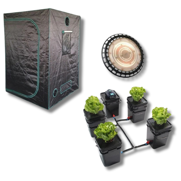 1.5x1.5x2m Grow Tent with 500W UFO LED and 5 Pot DWC Full Spectrum Light System - Harvemax-Off Grid Living Supplies