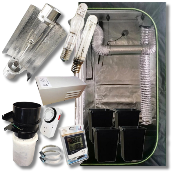 1m Grow Tent 600W HPS MH Grow Light Ventilation with 290mm Pots-Off Grid Living Supplies