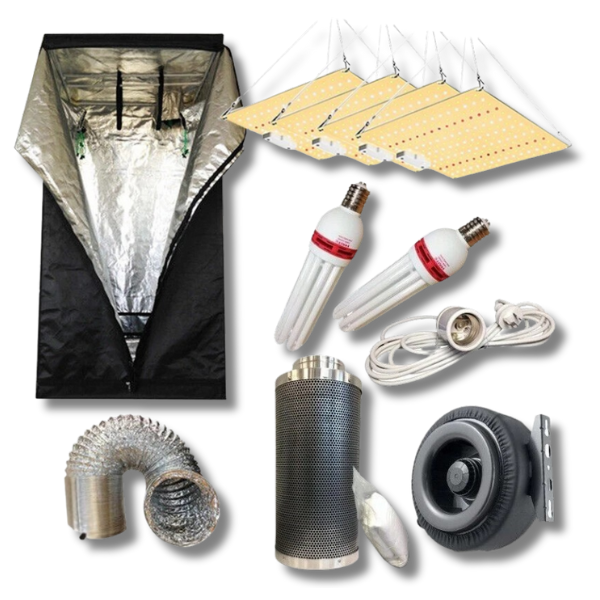 1m Grow Tent with 6400K and 25000K CFL Bulb and LED Panel Ventilation Kit-Off Grid Living Supplies