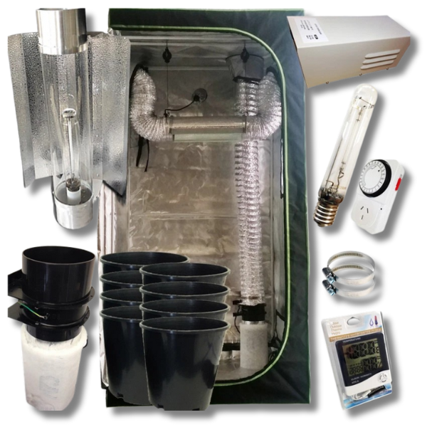 1m Hydroponics Grow Tent with 600W HPS Light and 6 Inch Ventilation with 150mm Pots-Off Grid Living Supplies