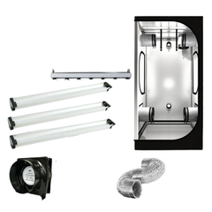 1x1x1.8m Hydroponic Grow Tent with 600W Ballast Reflector 3ft LED 108W Ventilation Kit-Off Grid Living Supplies