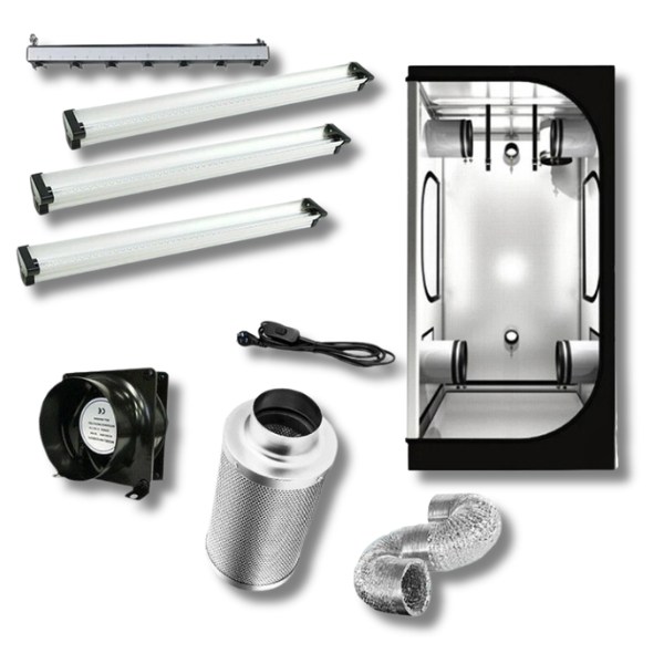 1x1x2m Grow Tent with 3x 3ft LED Bars 108W and 6 Inch Ventilation Kit-Off Grid Living Supplies