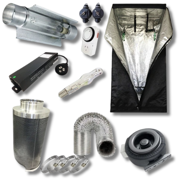 1x1x2m Grow Tent with 6 Inch Duct Fan, Filter, Ducting and Digital 600W MH Light-Off Grid Living Supplies
