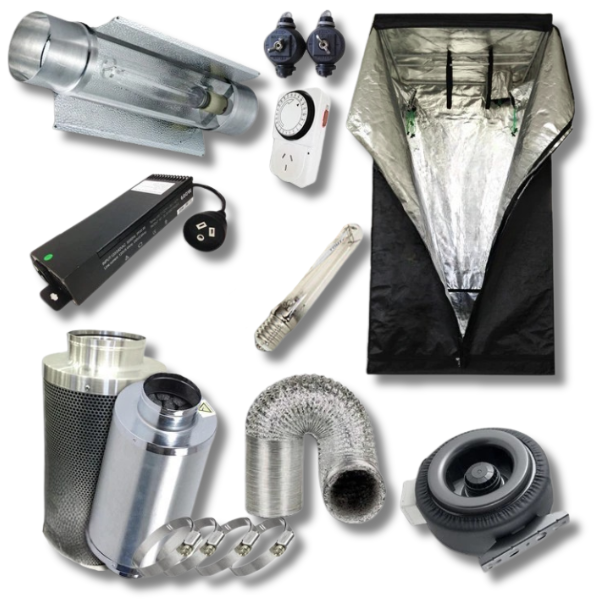 1x1x2m Grow Tent with 6 Inch Duct Fan, Filter, Silencer and 600W HPS Light-Off Grid Living Supplies