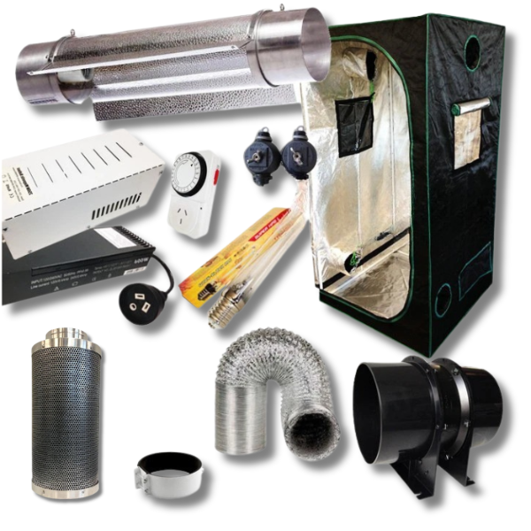 1x1x2m Grow Tent with 600W HPS/MH Ballast, Cool Tube Kit and Carbon Filter Fan-Off Grid Living Supplies