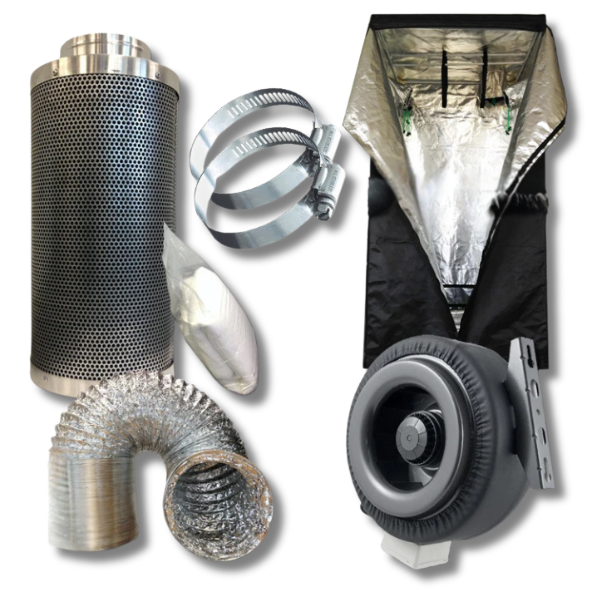 1x1x2m Grow Tent with Fan, Filter, Ducting and Clamp Ventilation Combo-Off Grid Living Supplies