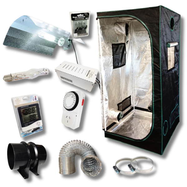 1x1x2m Hydroponic Mylar Grow Tent with 400W Metal Halide Grow Light and Ventilation-Off Grid Living Supplies