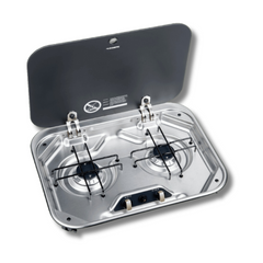 2 Burner Gas Stove With Safety Glass Lid For Caravan & RVs-Off Grid Living Supplies Australia