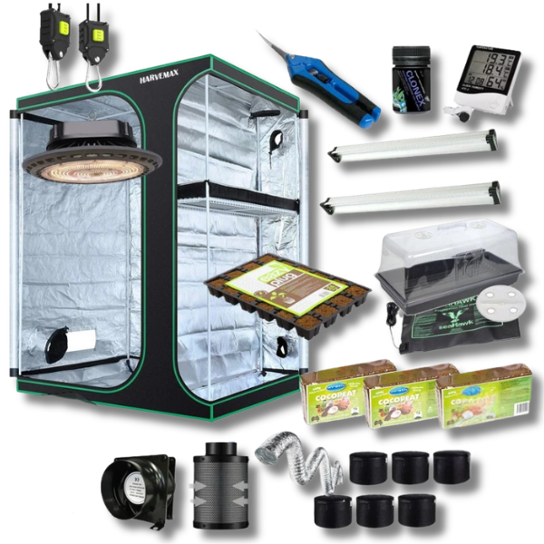 2 Chamber Grow Tent with Advanced Full Stage LED Grow Light and Fan Filter Kit - Harvemax-Off Grid Living Supplies