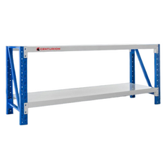 2-Layer 2m Work Bench 200kg Capacity per Shelf - Grey / Blue-Off Grid Living Supplies Australia