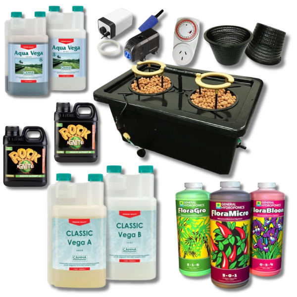 2 Mesh Pot 50L DWC Watering System with Feeding Pump and Aeroponics-Off Grid Living Supplies