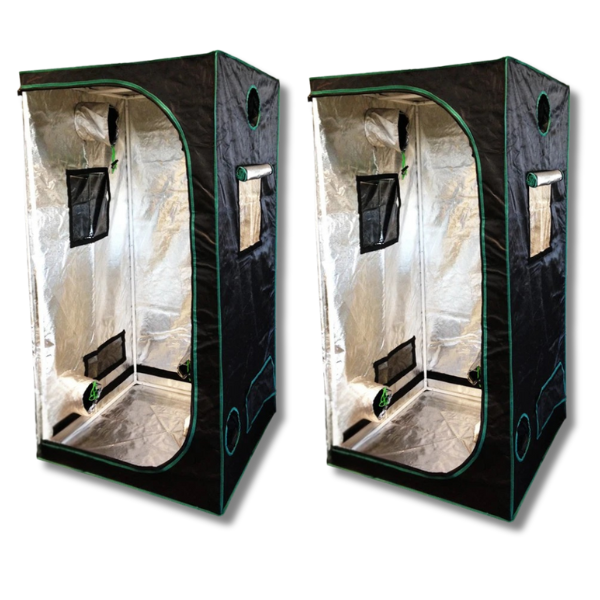 2 Pack 0.8x0.8x1.6m Mylar Grow Tents with Metal Connectors and Windows-Off Grid Living Supplies