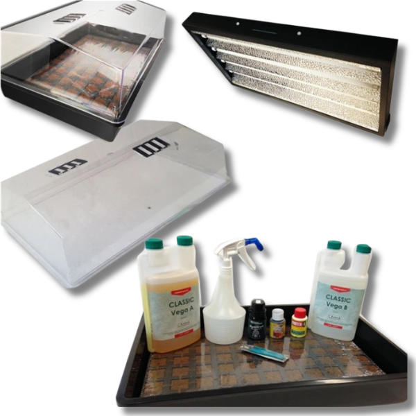 2 Pack 77 Cell Cloning Domes with T5 Propagation Light and Nutrient Kit-Off Grid Living Supplies