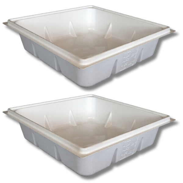 2 Pack Flood Drain Trays 1150x1150x310mm Hydroponic Plant Grow Bed Nursery - White-Off Grid Living Supplies
