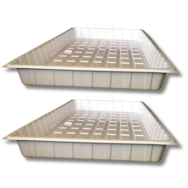 2 Pack Flood Drain Trays 1923.5x1003.5x160mm 4mm ABS White Hydroponic Grow Bed-Off Grid Living Supplies