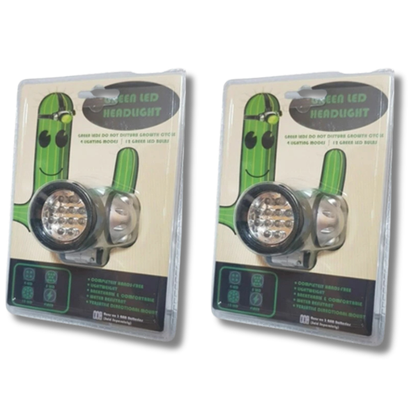 2 Pack Green LED High Intensity Headlight for Hydroponics Bud Inspection-Off Grid Living Supplies