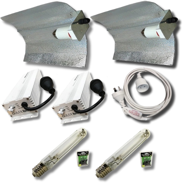 2 Sets of 600W Super HPS Lamps with Reflector, Ballast and Extension Lead-Off Grid Living Supplies