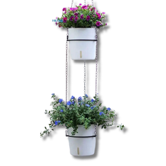2-Tier Hanging Self-Watering Flower Planter for Home Garden A607-Off Grid Living Supplies