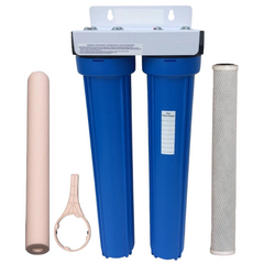 20" x 2.5" Triple Blue Tank Water Filter System with Sediment & Carbon Filters-Off Grid Living Supplies Australia