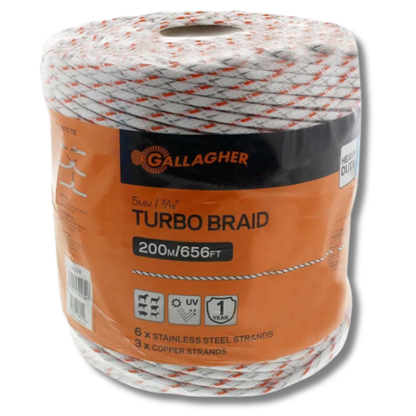 200m 5mm Equine Braid Hot Tape Wire for Electric Fence - Gallagher-Off Grid Living Supplies Australia