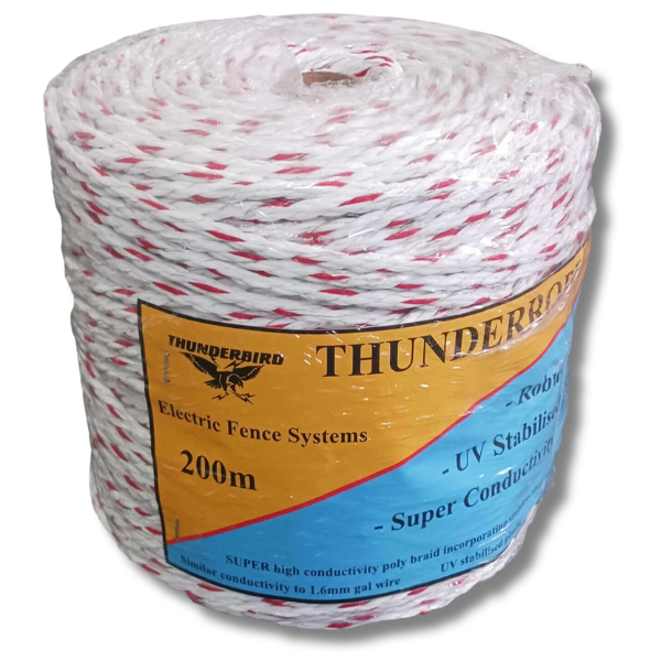 200m 6mm Thunderrope Cord Hot Tape Wire for Electric Fence - Thunderbird-Off Grid Living Supplies Australia