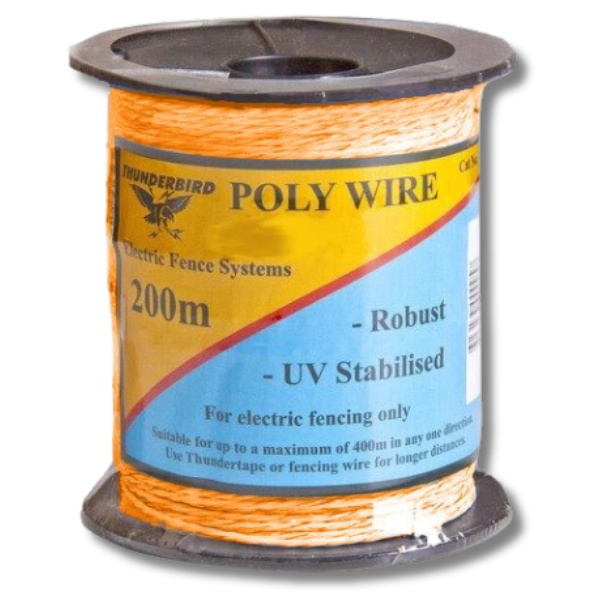 200m Orange Poly High Visibility Wire for Electric Fence - Thunderbird-Off Grid Living Supplies Australia