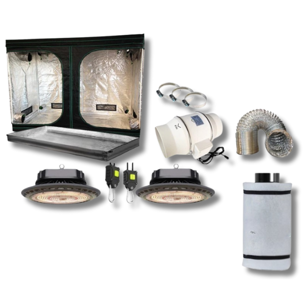 200x100x200cm Grow Tent with Full Spectrum UFO LED Setup, Fan and Filter Duct-Off Grid Living Supplies