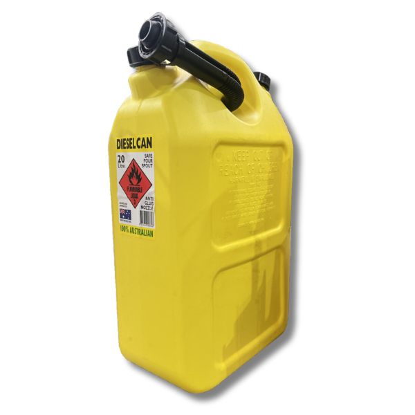 20L Plastic Diesel Jerry Can Yellow For Caravan & RVs-Off Grid Living Supplies Australia