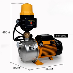 2350W Automatic High Pressure Jet Water Pump with Auto Digital Controller for Rainwater Tank & Irrigation - Grey