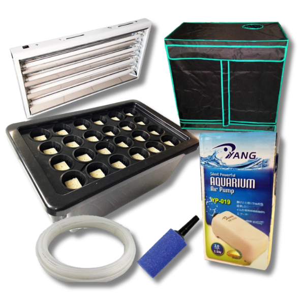 24 Pot Aeroponics System with T5 2700K Mirror Shade Light & 80cm Grow Tent-Off Grid Living Supplies